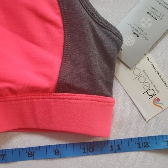 IDEOLOGY Sports Bra SZ XS Racerback Pink Gray‎ Color Block Padded Wireless - Picture 5 of 9